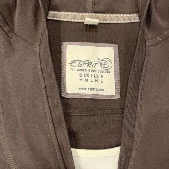 Espirit | Brown Hooded Long Sleeve V-neck Top - Picture 2 of 2